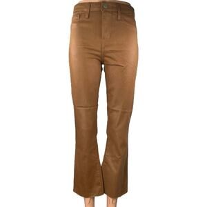 L'Agence Kendra Brown Coated High Rise Flared Bootcut Chino Trousers Pants 27